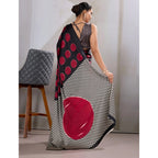 Seduva Women's Satin Crepe Printed Saree With Unstitched Blouse 5.5Mtr (Maroon)
