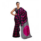 Seduva Women's Satin Crepe Printed Saree With Unstitched Blouse 5.5Mtr (Pink)