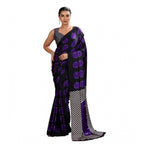 Seduva Women's Satin Crepe Printed Saree With Unstitched Blouse 5.5Mtr (Purple)
