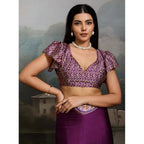 Seduva Women's Satin Crepe Printed Saree With Unstitched Blouse 5.5Mtr (Purple)