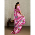 Seduva Women's Satin Crepe Printed Saree With Unstitched Blouse 5.5Mtr (Pink)