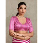 Seduva Women's Satin Crepe Printed Saree With Unstitched Blouse 5.5Mtr (Pink)