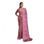 Seduva Women's Satin Crepe Printed Saree With Unstitched Blouse 5.5Mtr (Maroon)