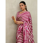 Seduva Women's Satin Crepe Printed Saree With Unstitched Blouse 5.5Mtr (Maroon)