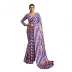 Seduva Women's Satin Crepe Printed Saree With Unstitched Blouse 5.5Mtr (Purple)