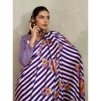 Seduva Women's Satin Crepe Printed Saree With Unstitched Blouse 5.5Mtr (Purple)