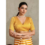 Seduva Women's Satin Crepe Printed Saree With Unstitched Blouse 5.5Mtr (Mustard)