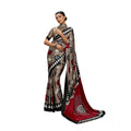 Seduva Women's Satin Crepe Printed Saree With Unstitched Blouse 5.5Mtr (Grey)