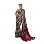 Seduva Women's Satin Crepe Printed Saree With Unstitched Blouse 5.5Mtr (Grey)