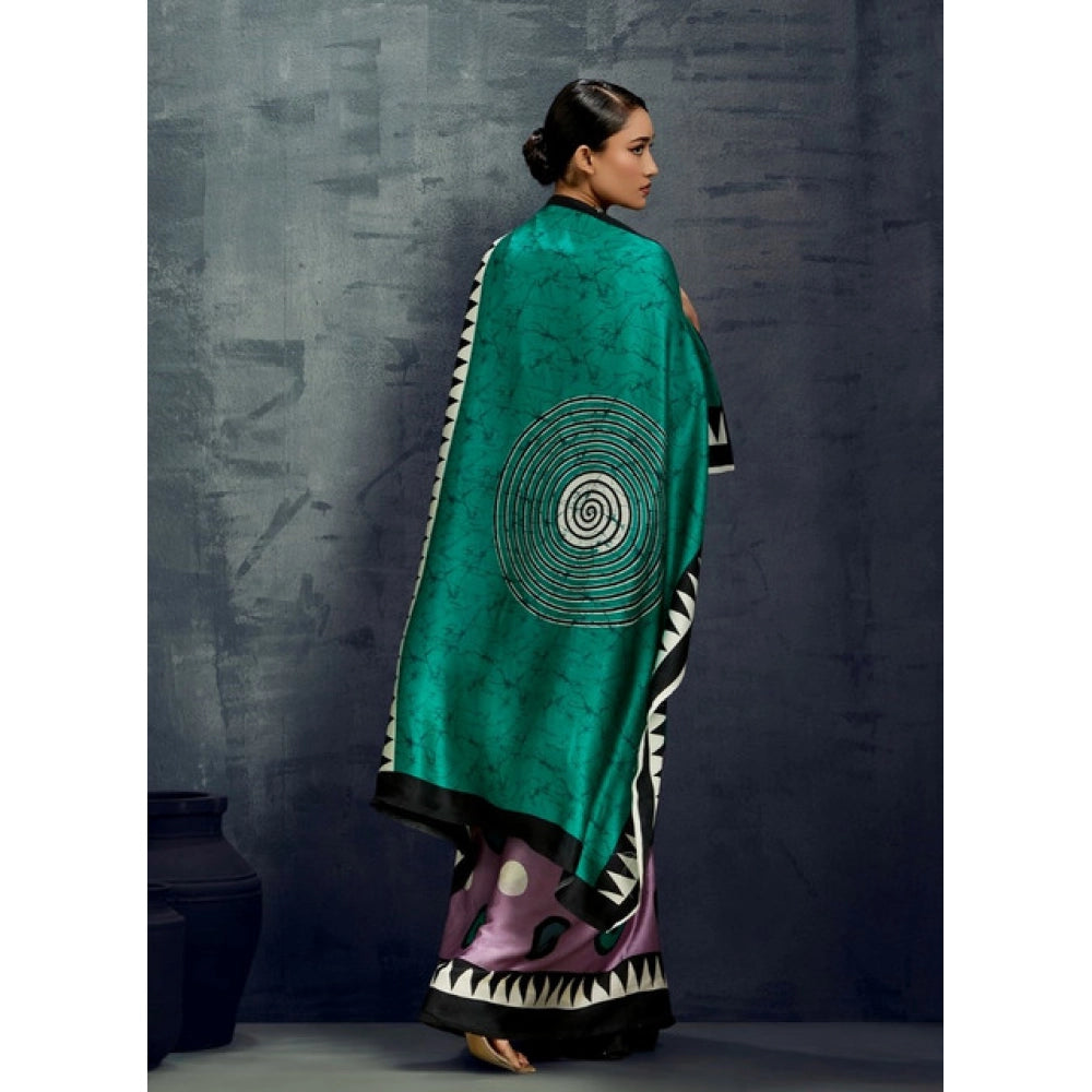 Seduva Women's Satin Crepe Printed Saree With Unstitched Blouse 5.5Mtr (Multicolor)