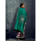 Seduva Women's Satin Crepe Printed Saree With Unstitched Blouse 5.5Mtr (Multicolor)