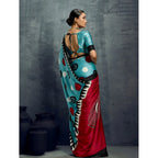 Seduva Women's Satin Crepe Printed Saree With Unstitched Blouse 5.5Mtr (Sky Blue)