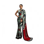Seduva Women's Satin Crepe Printed Saree With Unstitched Blouse 5.5Mtr (Multicolor)