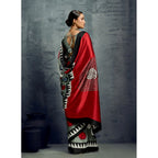 Seduva Women's Satin Crepe Printed Saree With Unstitched Blouse 5.5Mtr (Multicolor)