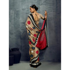 Seduva Women's Satin Crepe Printed Saree With Unstitched Blouse 5.5Mtr (Multicolor)