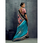Seduva Women's Satin Crepe Printed Saree With Unstitched Blouse 5.5Mtr (Multicolor)