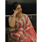 Seduva Women's Linen Printed Saree With Unstitched Blouse 5.5Mtr (Multicolor)