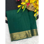 Seduva Women's Vichitra Silk Printed Saree With Unstitched Blouse 5.5Mtr (Green)
