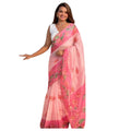 Seduva Women's Linen Printed Saree With Unstitched Blouse 5.5Mtr (Pink)