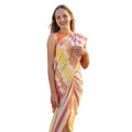 Seduva Women's Linen Printed Saree With Unstitched Blouse 5.5Mtr (Yellow)