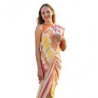 Seduva Women's Linen Printed Saree With Unstitched Blouse 5.5Mtr (Yellow)
