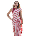 Seduva Women's Linen Printed Saree With Unstitched Blouse 5.5Mtr (Red)