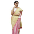 Seduva Women's Linen Printed Saree With Unstitched Blouse 5.5Mtr (Yellow)