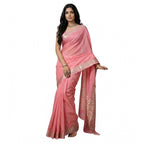 Seduva Women's Cotton Printed Saree With Unstitched Blouse 5.5Mtr (Coral Pink)