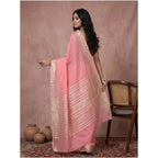 Seduva Women's Cotton Printed Saree With Unstitched Blouse 5.5Mtr (Coral Pink)