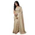 Seduva Women's Cotton Printed Saree With Unstitched Blouse 5.5Mtr (Cream)