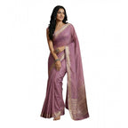 Seduva Women's Cotton Printed Saree With Unstitched Blouse 5.5Mtr (Purple)
