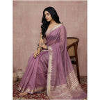 Seduva Women's Cotton Printed Saree With Unstitched Blouse 5.5Mtr (Purple)