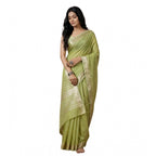 Seduva Women's Cotton Printed Saree With Unstitched Blouse 5.5Mtr (Light Green)