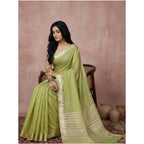 Seduva Women's Cotton Printed Saree With Unstitched Blouse 5.5Mtr (Light Green)