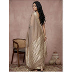 Seduva Women's Cotton Printed Saree With Unstitched Blouse 5.5Mtr (Beige)