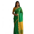 Seduva Women's Cotton Printed Saree With Unstitched Blouse 5.5Mtr (Green)