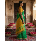 Seduva Women's Cotton Printed Saree With Unstitched Blouse 5.5Mtr (Green)