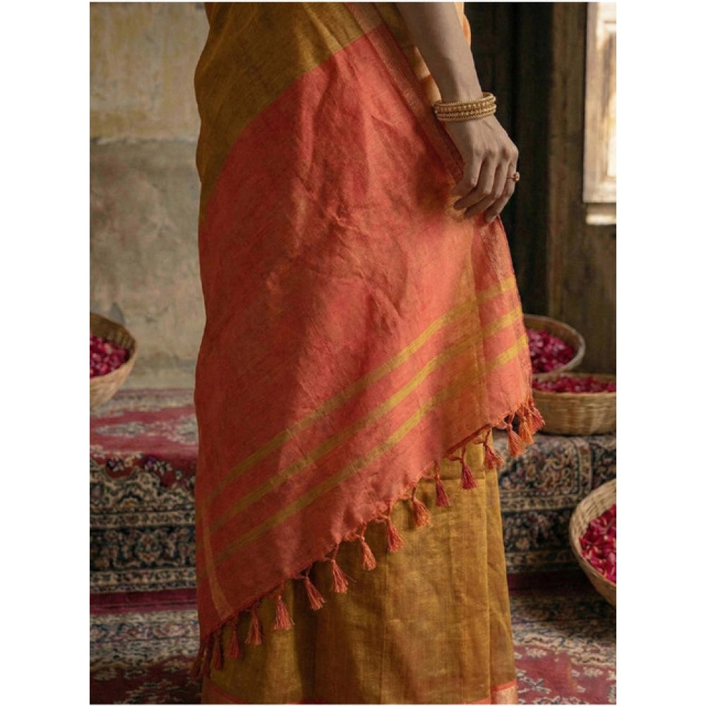 Seduva Women's Cotton Printed Saree With Unstitched Blouse 5.5Mtr (Mustrad)