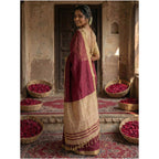Seduva Women's Cotton Printed Saree With Unstitched Blouse 5.5Mtr (Wine)