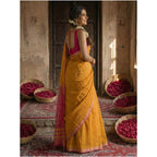 Seduva Women's Cotton Printed Saree With Unstitched Blouse 5.5Mtr (Yellow)