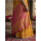 Seduva Women's Cotton Printed Saree With Unstitched Blouse 5.5Mtr (Yellow)