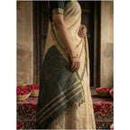 Seduva Women's Cotton Printed Saree With Unstitched Blouse 5.5Mtr (Beige)