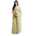 Seduva Women's Linen Cotton Printed Saree With Unstitched Blouse 5.5Mtr (Olive Green)