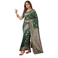 Seduva Women's Silk Blend Printed Saree With Unstitched Blouse 5.5Mtr (Dark Green)
