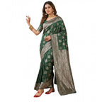 Seduva Women's Silk Blend Printed Saree With Unstitched Blouse 5.5Mtr (Dark Green)