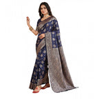 Seduva Women's Silk Blend Printed Saree With Unstitched Blouse 5.5Mtr (Navy Blue)