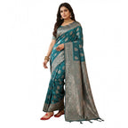 Seduva Women's Silk Blend Printed Saree With Unstitched Blouse 5.5Mtr (Sea Green)
