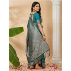 Seduva Women's Silk Blend Printed Saree With Unstitched Blouse 5.5Mtr (Sea Green)