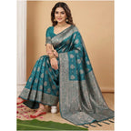Seduva Women's Silk Blend Printed Saree With Unstitched Blouse 5.5Mtr (Sea Green)