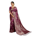 Seduva Women's Silk Blend Printed Saree With Unstitched Blouse 5.5Mtr (Purple)